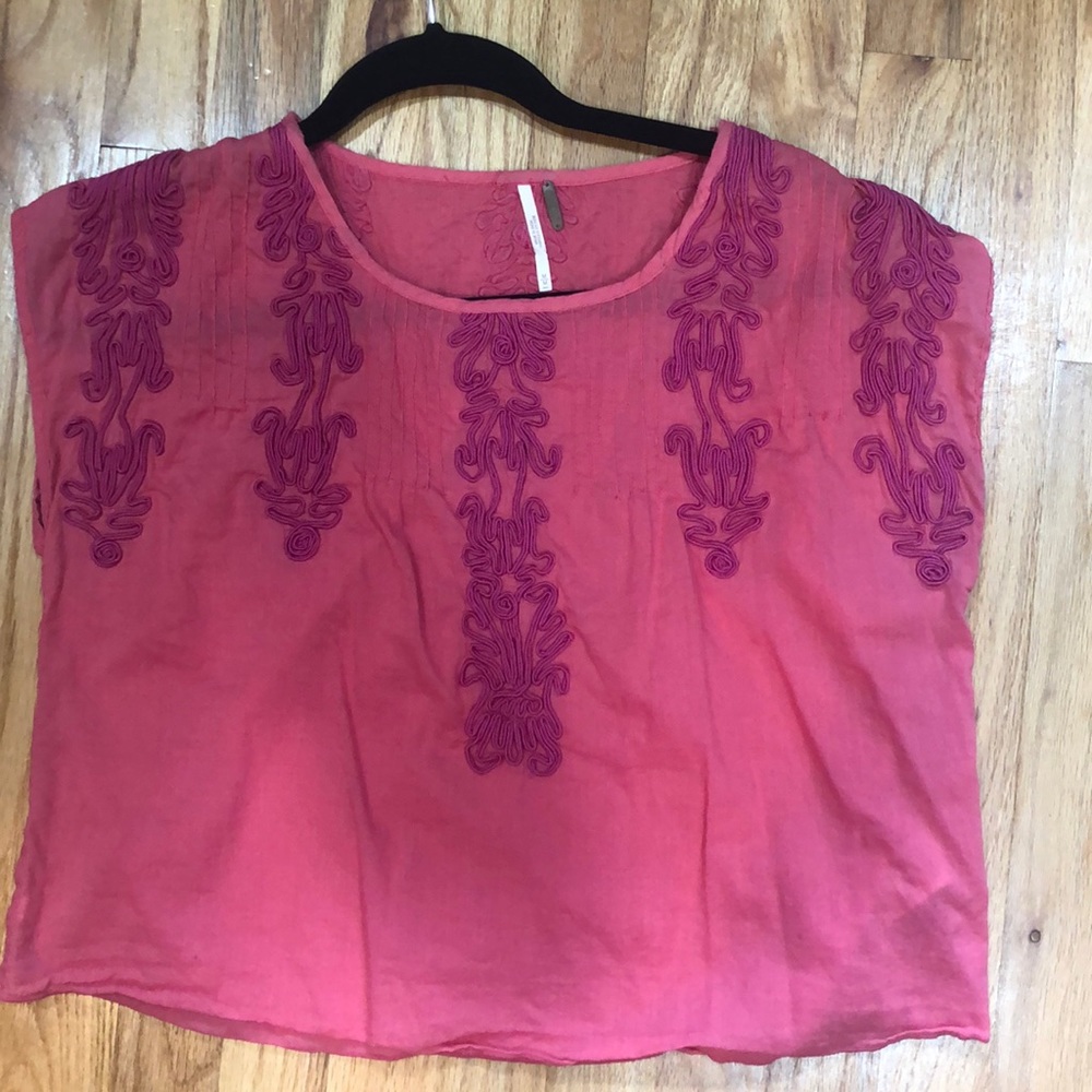 Free people boxy pink sleeveless top with magenta
